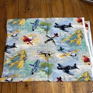 Cranston 2 yds of vintage airplane print cotton fabric